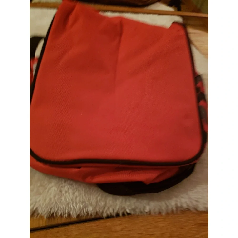 Disney Mickey‎ Mouse Red Baby Shoulder Bag Diaper Bag Two Bottle Pocket  EUC